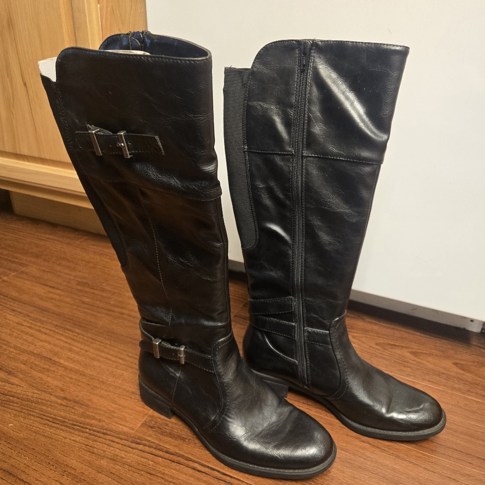 Roccio By Yuu Womens Knee High Wide Fit Black Riding Boots Size 8.5 - Picture 2 of 12